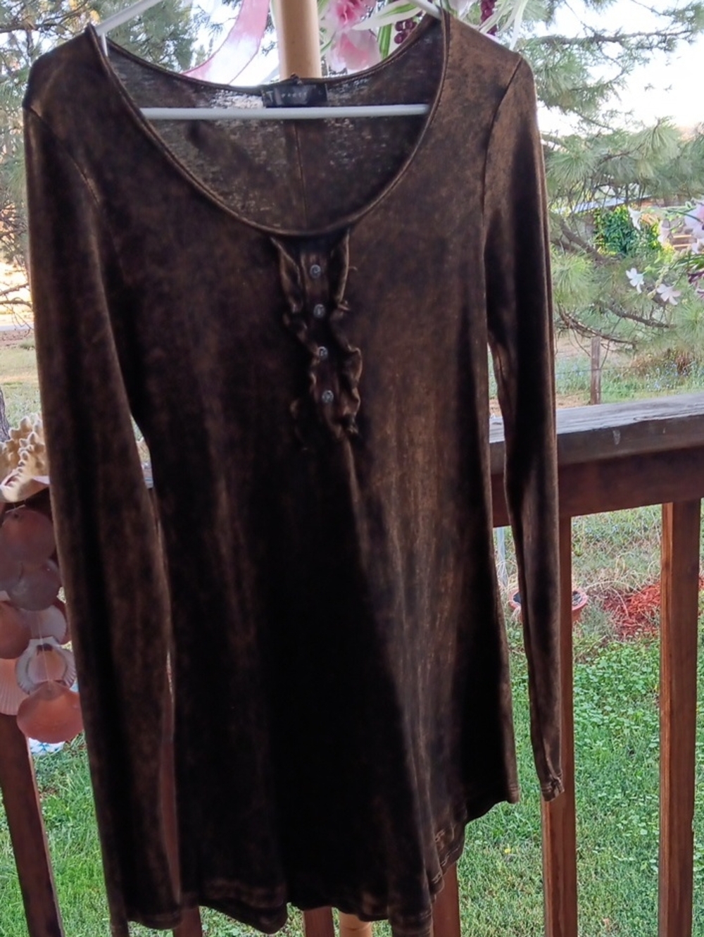 T Party Fashion Long Sleeve T-party Top in Brown